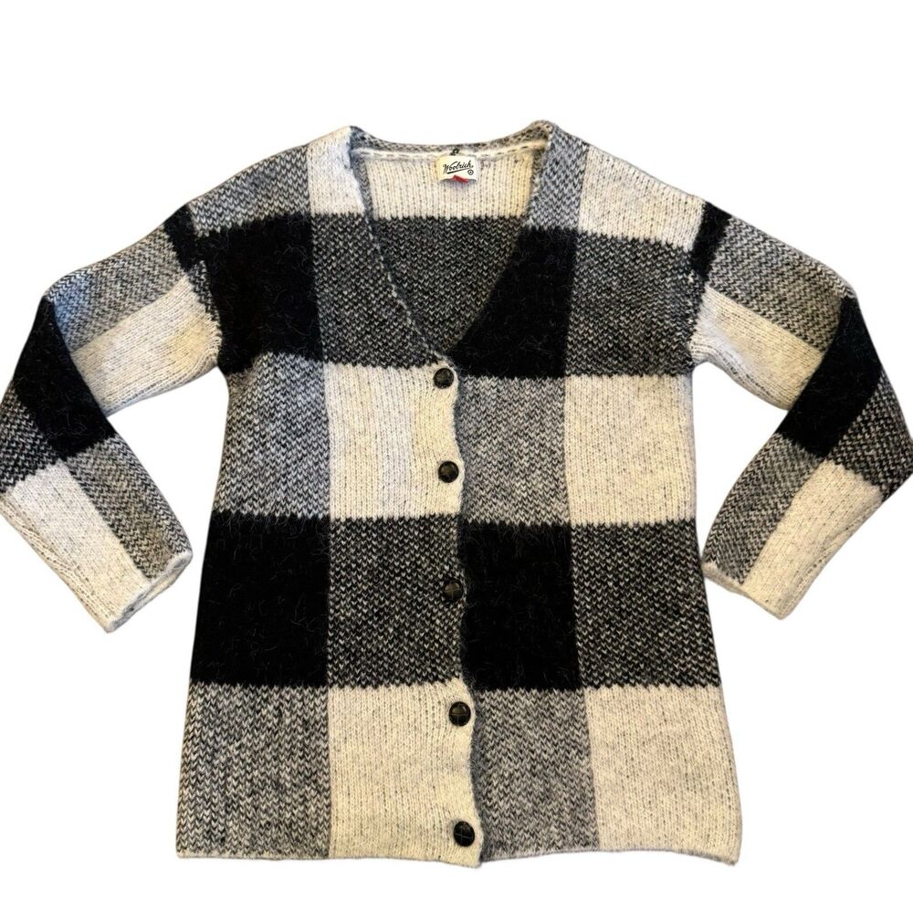Woolrich x Target Women's Buffalo Check Relaxed Cardigan Black/White S NWOT